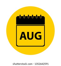 August Calendar Yellow Vector Icon - Calendar design template - Business vector illustration.
