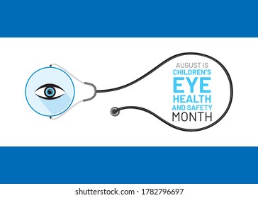 august is children's eye health and safety month awareness poster design