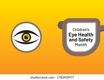 august is children's eye health and safety month awareness poster design