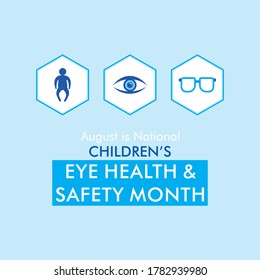 august is children's eye health and safety month awareness poster design