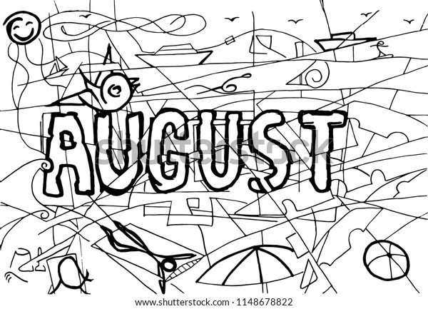 August Coloring Page Background Stock Vector (Royalty Free) 1148678822