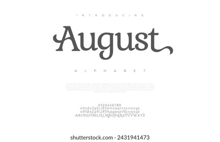 August creative modern urban alphabet font. Digital abstract moslem, futuristic, fashion, sport, minimal technology typography. Simple numeric vector illustration