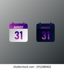 Icono de calendario diario de agosto en estilo de diseño plano. Ilustración vectorial en diseño claro y oscuro. 