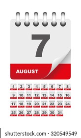 August daily calendar icon set