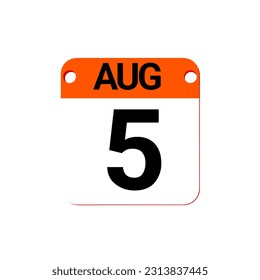 August date 1 to 31 - Calendar Icon. Calendar Icon with shadow. Flat style. Date, day and month. Reminder. Vector illustration. Organizer application, app symbol. Ui. User interface sign. EPS 10