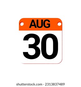 August date 1 to 31 - Calendar Icon. Calendar Icon with shadow. Flat style. Date, day and month. Reminder. Vector illustration. Organizer application, app symbol. Ui. User interface sign. EPS 10