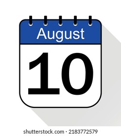 August day 10 blue - Calendar Icon - Vector Illustration