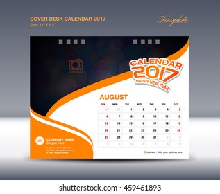 AUGUST Desk Calendar 2017 Template flyer design vector