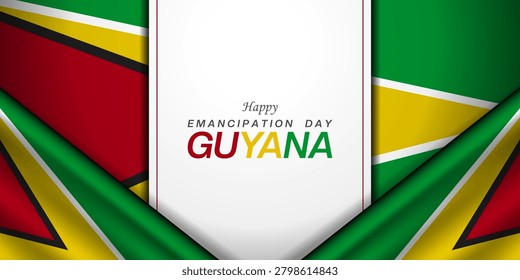 August is Emancipation Day Guyana. Guyana flag. Great for posters, banners and social media. 