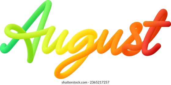 August fluid text with dynamic curved lines made of blended colorful circles. Vector illustration.