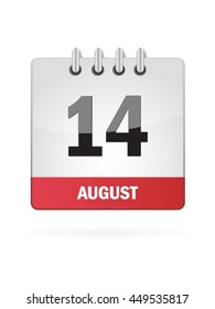 August Fourteen. Calendar Icon
