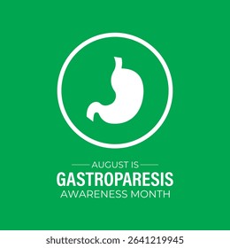 August is Gastroparesis Awareness Month Support, Educate  Empower for Digestive Health. A concept for healthcare and medicine. Creating for web banner, cards, prints, social media, poster background.