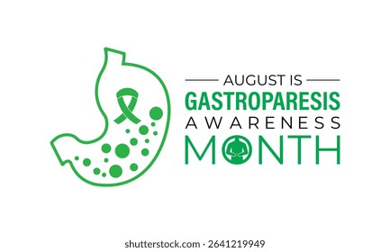 August is Gastroparesis Awareness Month Support, Educate  Empower for Digestive Health. A concept for healthcare and medicine. Creating for web banner, cards, prints, social media, poster background.