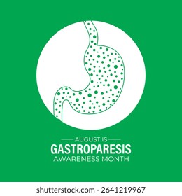 August is Gastroparesis Awareness Month Support, Educate  Empower for Digestive Health. A concept for healthcare and medicine. Creating for web banner, cards, prints, social media, poster background.