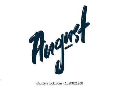 August hand drawn modern brush lettering text. Vector illustration logo for print and advertising