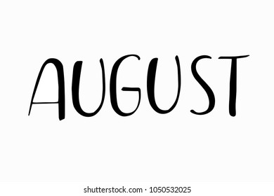 august hand written on white