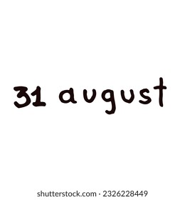 August Handwriting days of calendar  black and white script