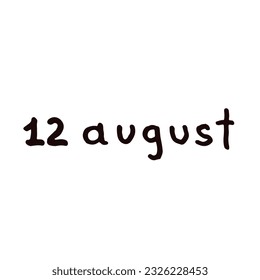 August Handwriting days of calendar  black and white script
