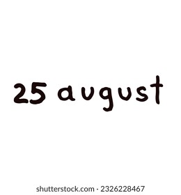 August Handwriting days of calendar  black and white script