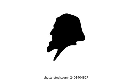 August Heinrich Hoffmann von Fallersleben, black isolated silhouette