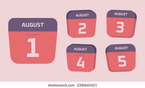 August Icon Isometric Flat Simple Light Coral