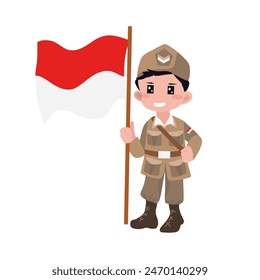 august indonesian independence day challenge character. cute kids character.