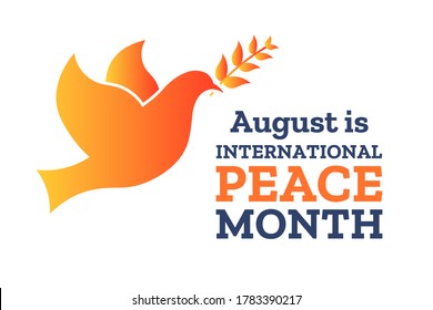 August is International Peace Month. Holiday concept. Template for background, banner, card, poster with text inscription. Vector EPS10 illustration