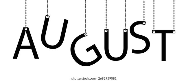 August Letters Hanging vector illustration.
