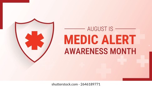 Agosto é o Mês de Conscientização do Alerta Médico. Conceito de férias. Modelo para plano de fundo, banner, cartão, cartaz
