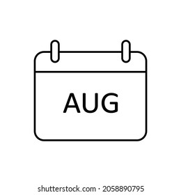august month calendar line icon vector design, editable stroke line icon