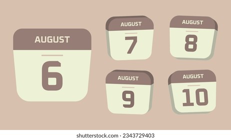 August Month Icon Isometric Flat Simple Cinereous