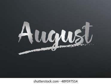 August month text written on the blackboard with chalk board effect vector graphic illustration