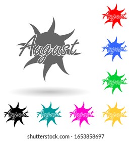 August multi color style icon. Simple glyph, flat vector of name of month icons for ui and ux, website or mobile application