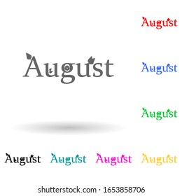 August multi color style icon. Simple glyph, flat vector of name of month icons for ui and ux, website or mobile application