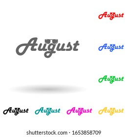 August multi color style icon. Simple glyph, flat vector of name of month icons for ui and ux, website or mobile application