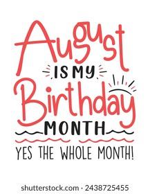 August is my birthday month design Happy birthday quote designs