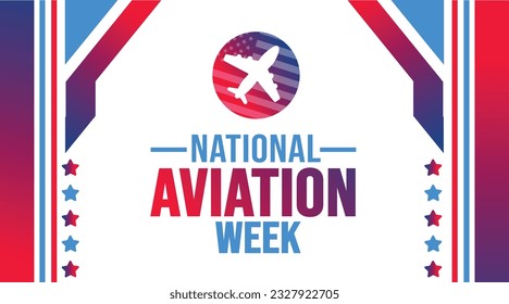 August is National Aviation Week background template. Holiday concept. background, banner, placard, card, and poster design template with text inscription and standard color. vector illustration.
