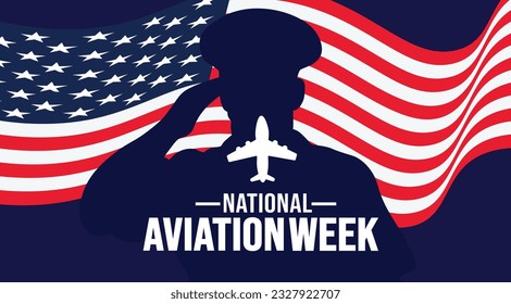 August ist eine Hintergrundvorlage zur National Aviation Week. Urlaubskonzept. Hintergrund-, Banner-, Plakat-, Karten- und Plakatdesign-Vorlage mit Texteinschrift und Standardfarbe. Vektorgrafik.