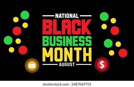 August is National Black Business Month . holiday concept , background, banner, placard, card, and poster design template with ribbon, text inscription and standard color. vector.
