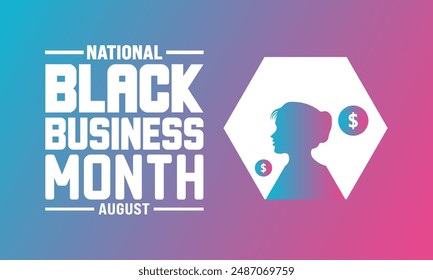 August ist National Black Business Month . Urlaubskonzept , Hintergrund, Banner, Plakat, Karte und Poster Design Vorlage mit Band, Textinschrift und Standardfarbe. Vektorgrafik.
