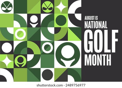 August is National Golf Month. Holiday concept. Template for background, banner, card, poster with text inscription. Vector EPS10 illustration