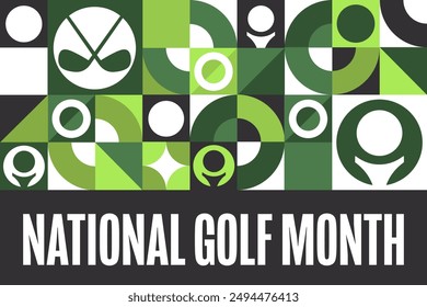 Agosto es el Mes Nacional del Golf. Concepto de Festiva. Plantilla para fondo, Anuncio, tarjeta, cartel con inscripción de texto. Ilustración del Vector EPS10