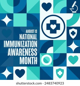 August is National Immunization Awareness Month. Holiday concept. Template for background, banner, card, poster with text inscription. Vector EPS10 illustration