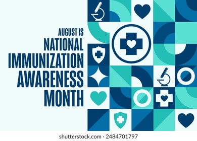 August is National Immunization Awareness Month. Holiday concept. Template for background, banner, card, poster with text inscription. Vector EPS10 illustration