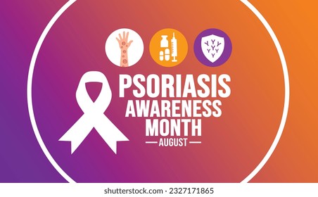 August is Psoriasis Awareness Month background template. Holiday concept. background, banner, placard, card, and poster design template with ribbon, text inscription and standard color. vector