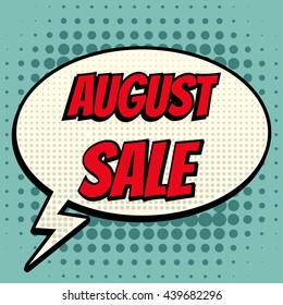 August sale comic book bubble text retro style