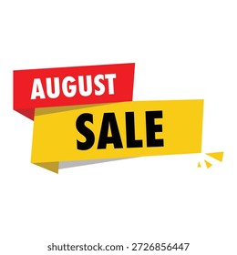 August-Verkaufssymbol auf weißem Hintergrund