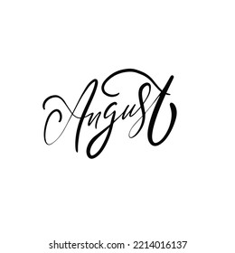 August Zeichen Kalligrafie-Satz. Handgezeichnete schwarze Farbe, moderne Schrift. Vektorkunst.