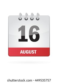 August Sixteen. Calendar Icon