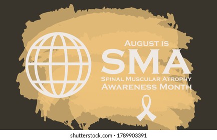 August is Spinal Muscular Atrophy Awareness Month. Poster, card, banner, background design. Vector illustration eps 10.